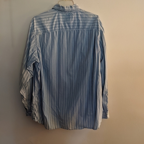 𝅺GAP Relaxed Fit Men's Button Up Striped Cotton Long Sleeve Shirt Large - Picture 6 of 6